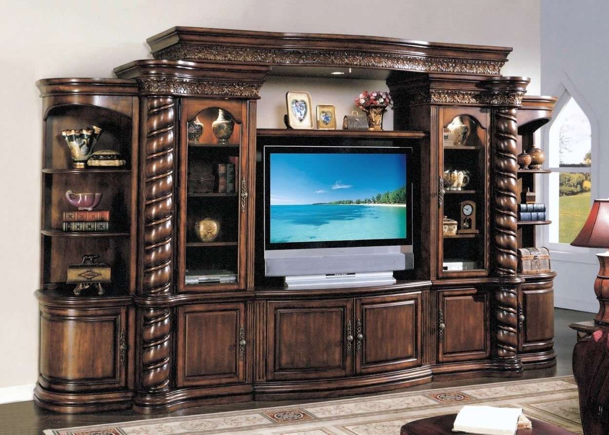 Traditional Tv Units made up of Wood with Brownish polish