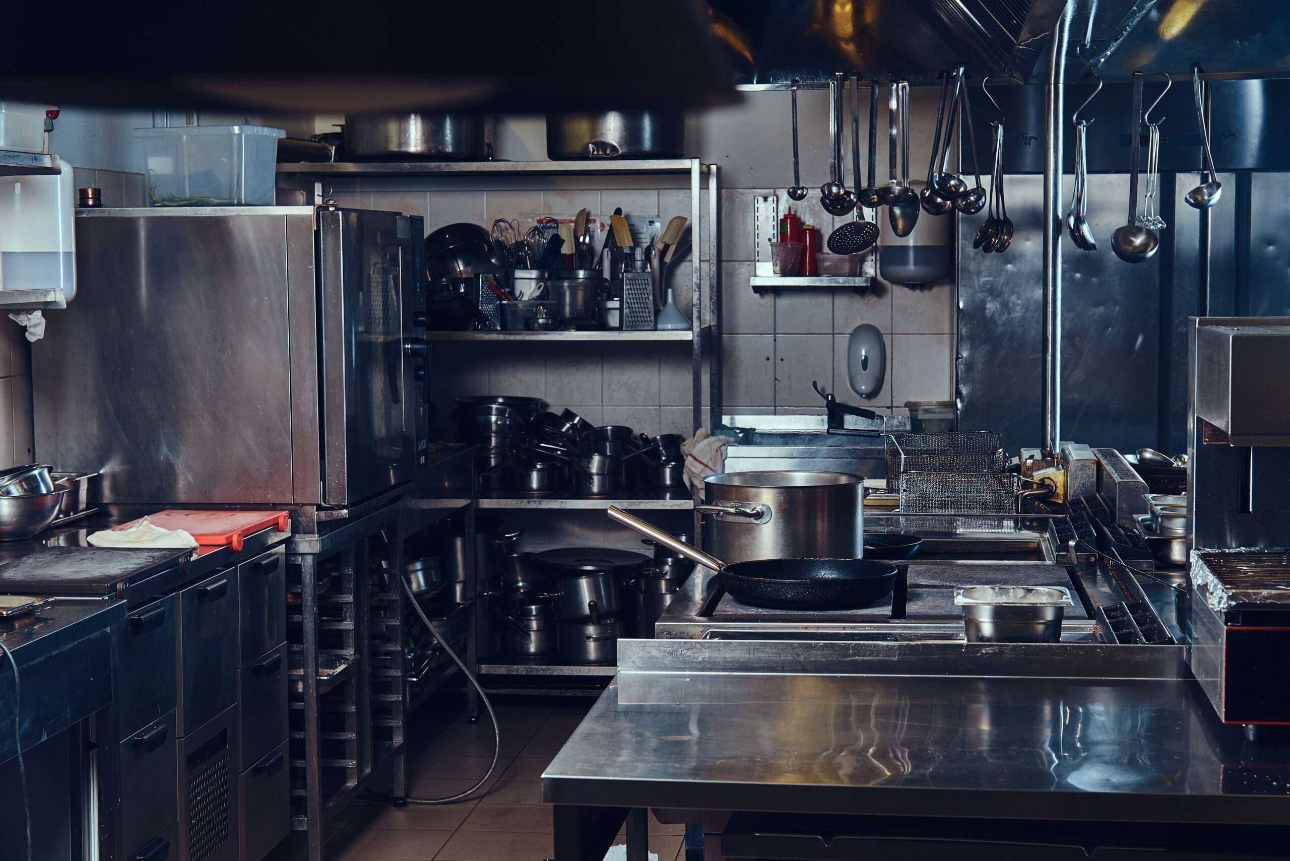 Industrial stainless steel kitchen.