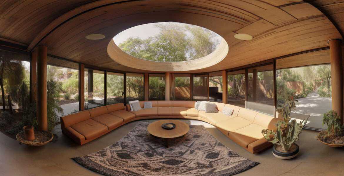 A Big Hall with Sunroof along with U type Sofa.