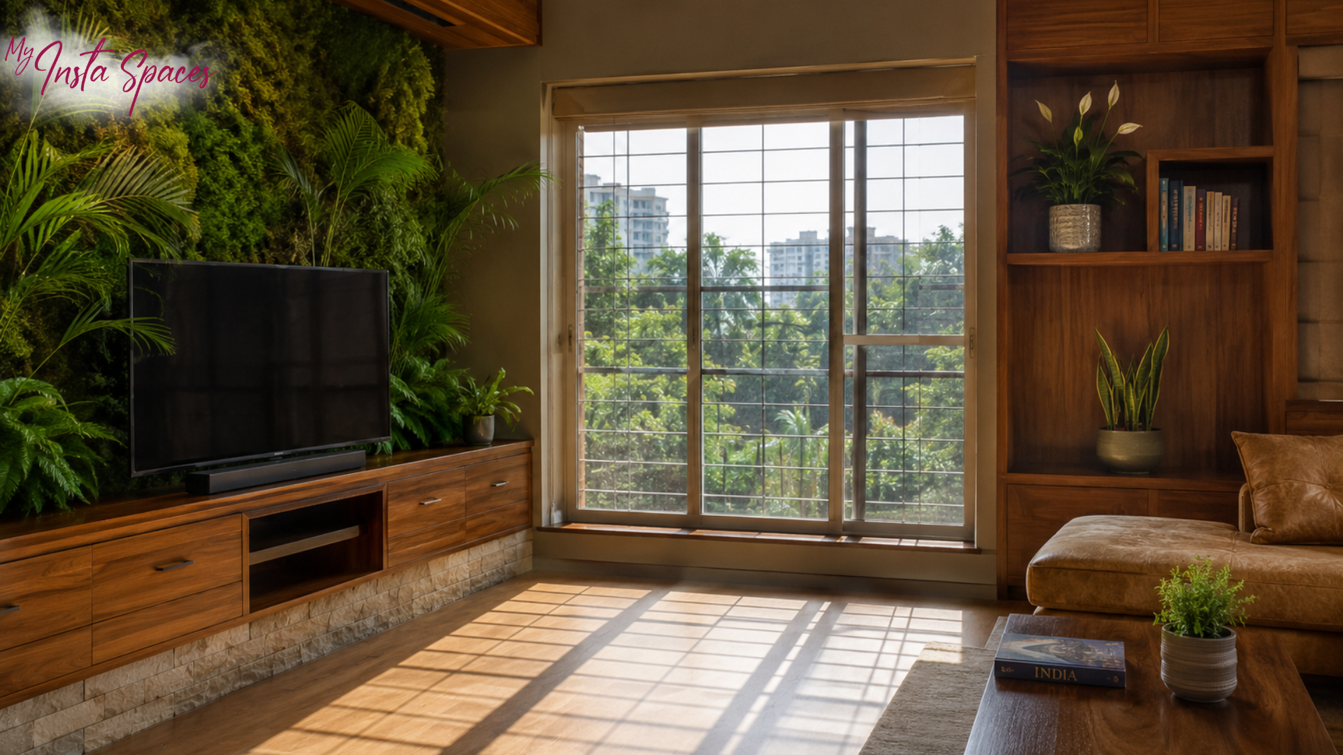 Natural light green walls and wood finishes in Indian homes